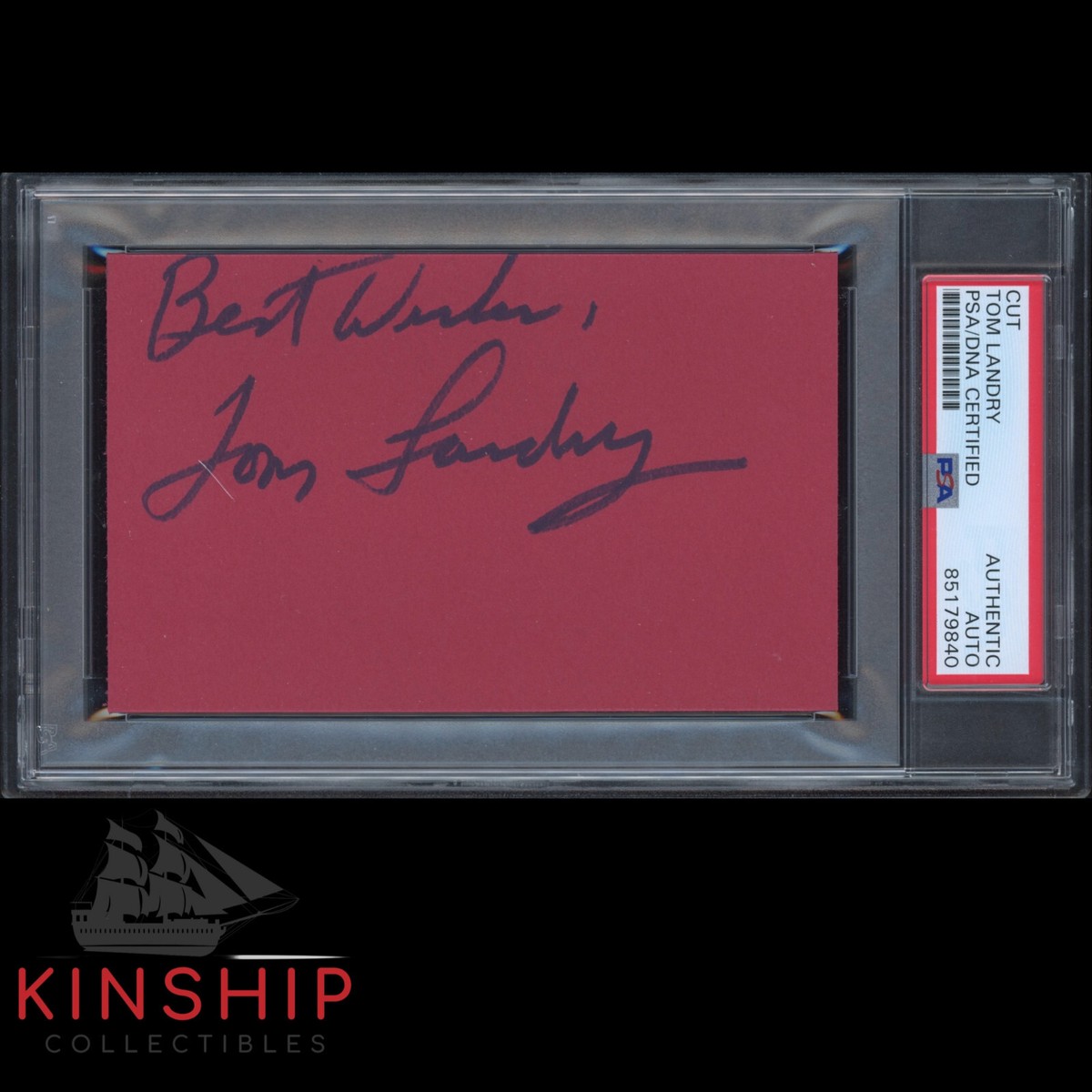 Tom Landry signed 3x5 Cut PSA DNA Slabbed Auto Cowboys HOF Coach