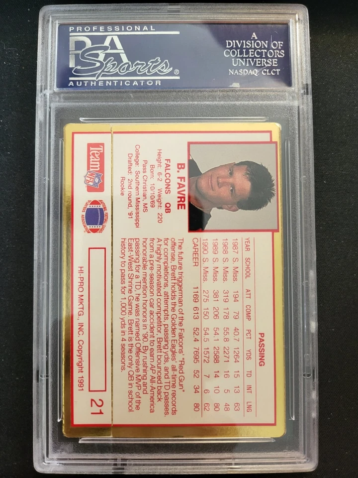 Tarjeta de 10 1991 Action Packed Rookie Update Brett Favre RC clasificación PSA Foto 2 de 2