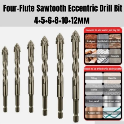 New Four-Flute Sawtooth Eccentric Drill Bit, Cozy Hoome Efficient Drill Bits US