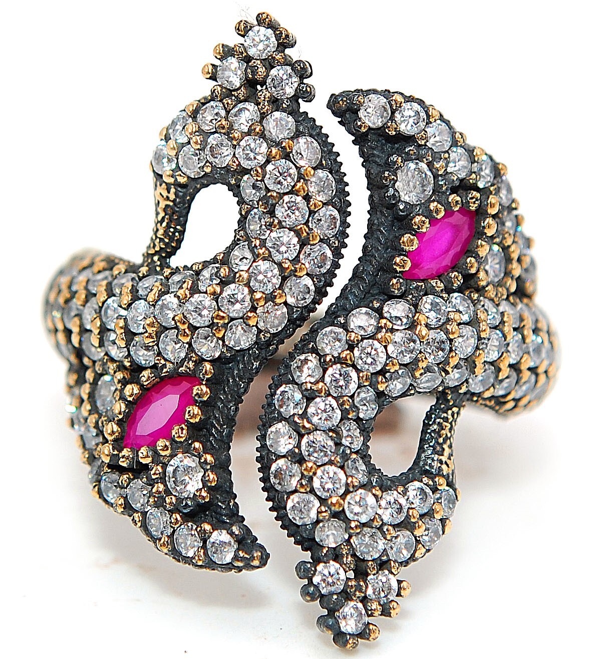 Vintage Ottoman-Inspired 2CT Ruby Ring in Sterling Silver Size 8.5  