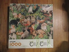 VTG Springbok CATS CATS CATS II in Flowers 1000 Pc Jigsaw Puzzle 24" x 30" EUC