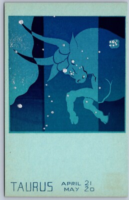Postcard Serigraph Handmade Zodiac Taurus April 21 May 20 Limited Edition