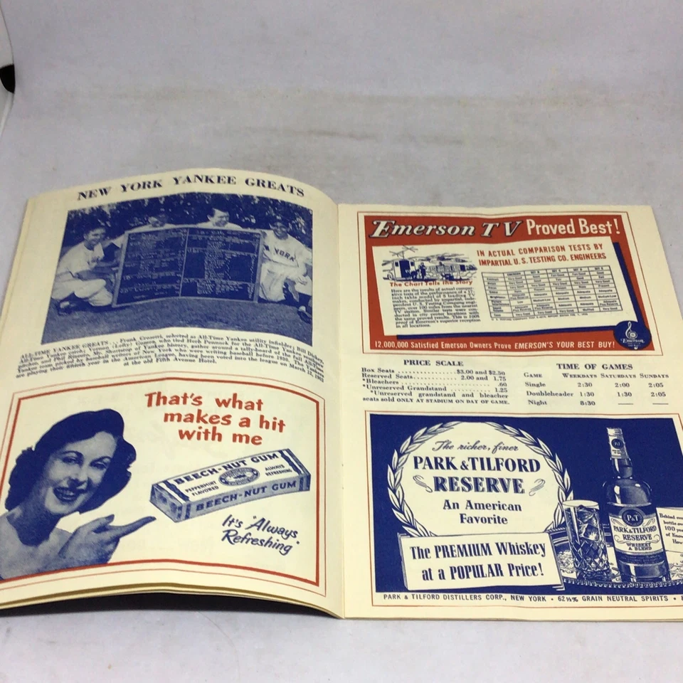 1952 NEW YORK YANKEES Vs. WASHINGTON SENATORS (Mantle,Rizzuto) *RARE* - Image 3 of 4