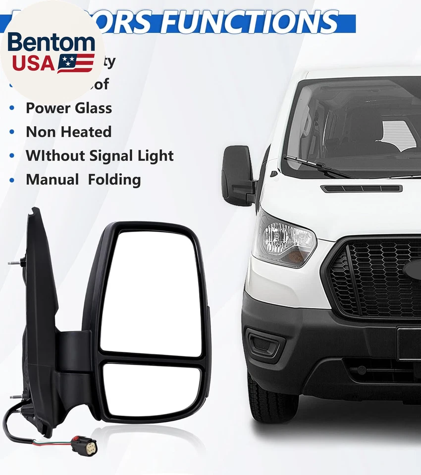 Espejo retrovisor lateral pasajero compatible con Ford Transit 150 250 350 HD 2015-2025, Foto 3 de 4