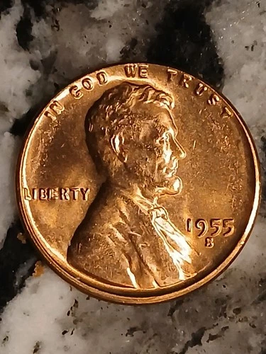 1955 S Lincoln Wheat Cent Penny BU MS RED - MINT STATE From Bank Roll Rare