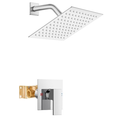 Faucet Set Bathroom Rain Shower System 8 Inch Square Showerhead Single Function