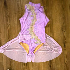 Glamour Costumes Purple Mesh Rhinestone Dance Leotard Costume w/ Skirt Adult MA