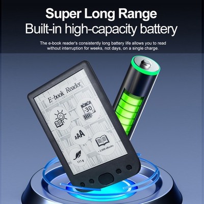 6 E-Book Reader Eye-Friendly E-Reader With E-Ink Screen Portable Audio Vid INDP