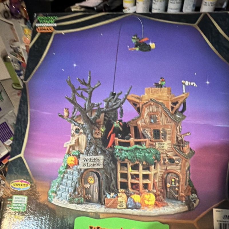 Lemax Animated Witch's Lair Halloween Village House Multicolor Halloween Decor