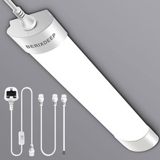 1.3ft LED Batten Light 6500K Daylight, Linkable Plug in Strip Light for Garage