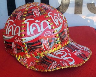 Cap Hut aus Coca Cola Dosen Vietnam ca 28x19x10cm