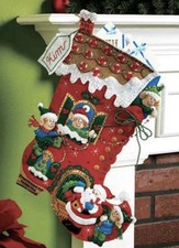New Bucilla HOLIDAY DECORATING Felt Christmas Stocking Kit 18" Santa Elves Boot