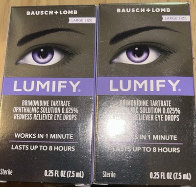 2 Boxes Of LUMIFY 0.25 oz (7.5mL) Redness Reliever Eye Drops. FREE SHIPPING