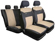 Autositzbezüge Schwarz/Beige Komplettset Schonbezüge für Renault Clio II III IV