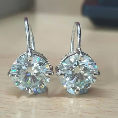 5 Ct Off-White Diamond Dangler Earrings 925 Silver Certified Great Sparkle