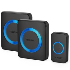 TECKNET Wireless Doorbell, Waterproof Twin Wall Plug-in double, two transmitter