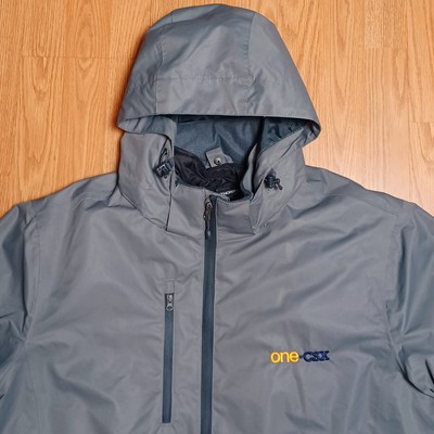 One-CSX Railroad Train Jacket Mens Large Gray Parka Hooded Lined