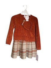 Tommy Bahama Girl Plaid Skirt, Chenille Sweater and Headband Set Size S 5/6
