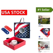 Portable Backyard Washer Toss Set - 2 Wooden Boards 8 Steel Washers Included