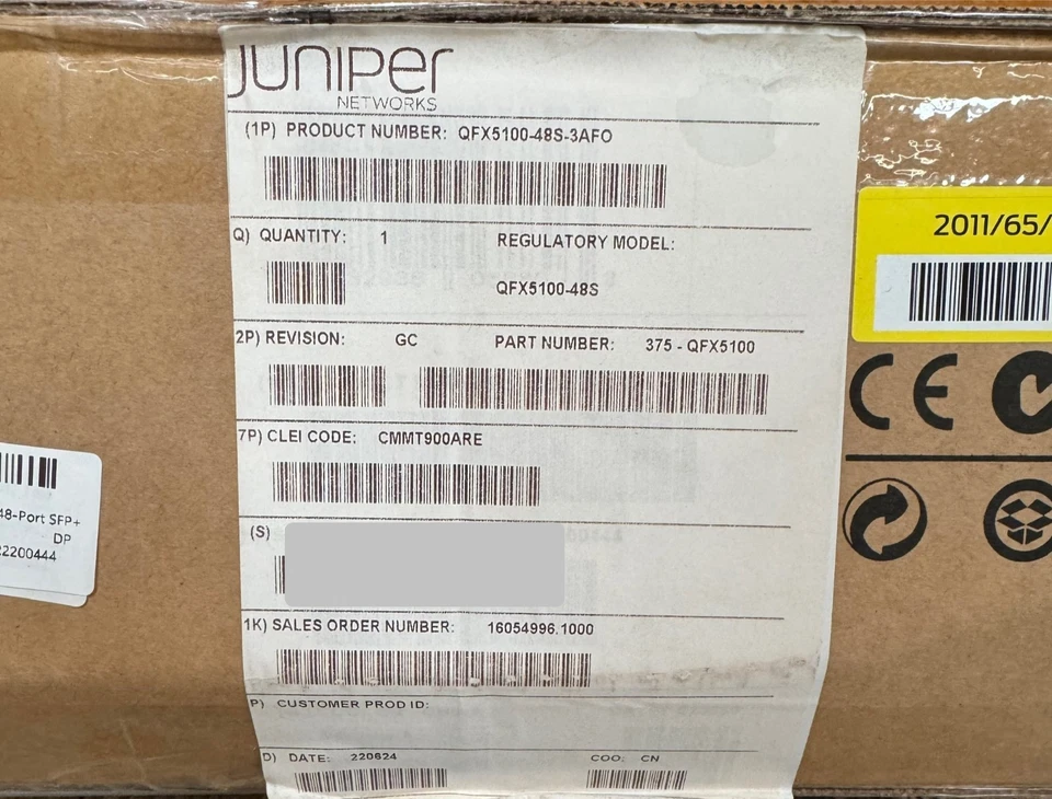 Juniper QFX5100-48S-3AFO 48 SFP+/SFP, 6 QSFP+ 2x SFP/RJ-45 - Image 2 of 3