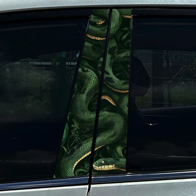 2pcs Terrifying Snake King DIY Car B-pillar Cover Scratches Waterproof Durable