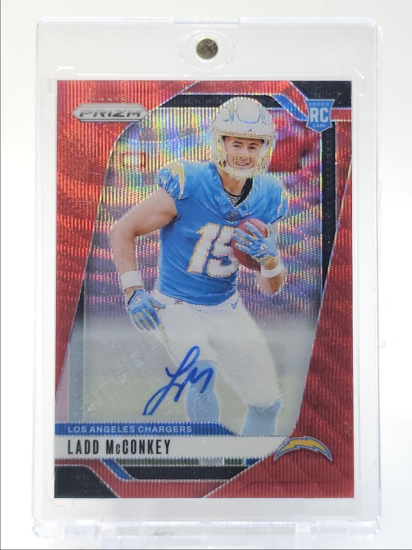 LADD MCCONKEY 2024 PRIZM ROOKIE AUTOGRAPH RED WAVE RC AUTO /149 Q4689