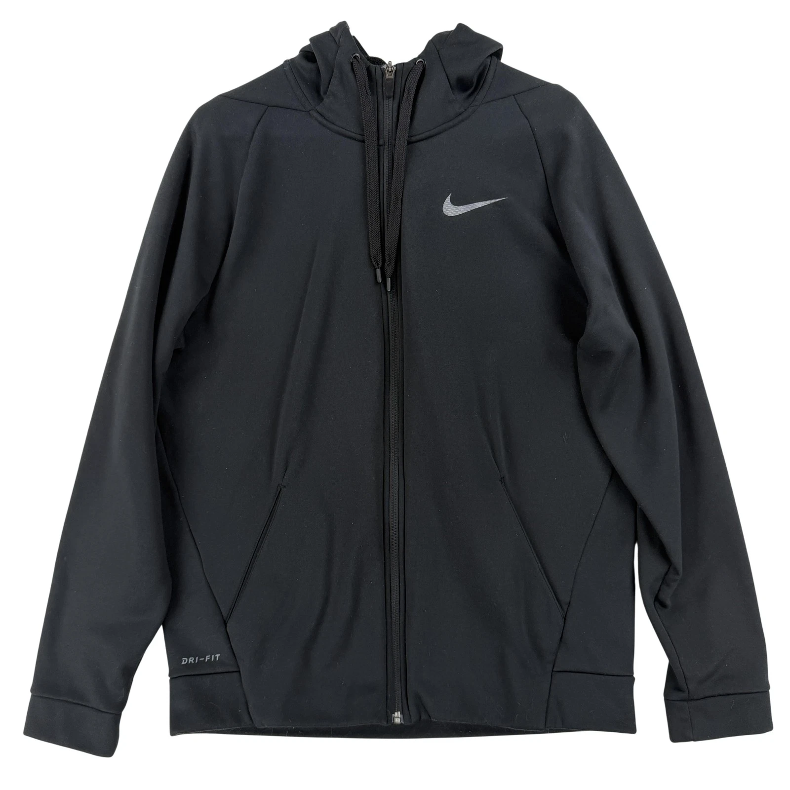 Nike Dri-FIT Hoodie Mens Medium Black Full Zip Fleece Sweatshirt Athletic