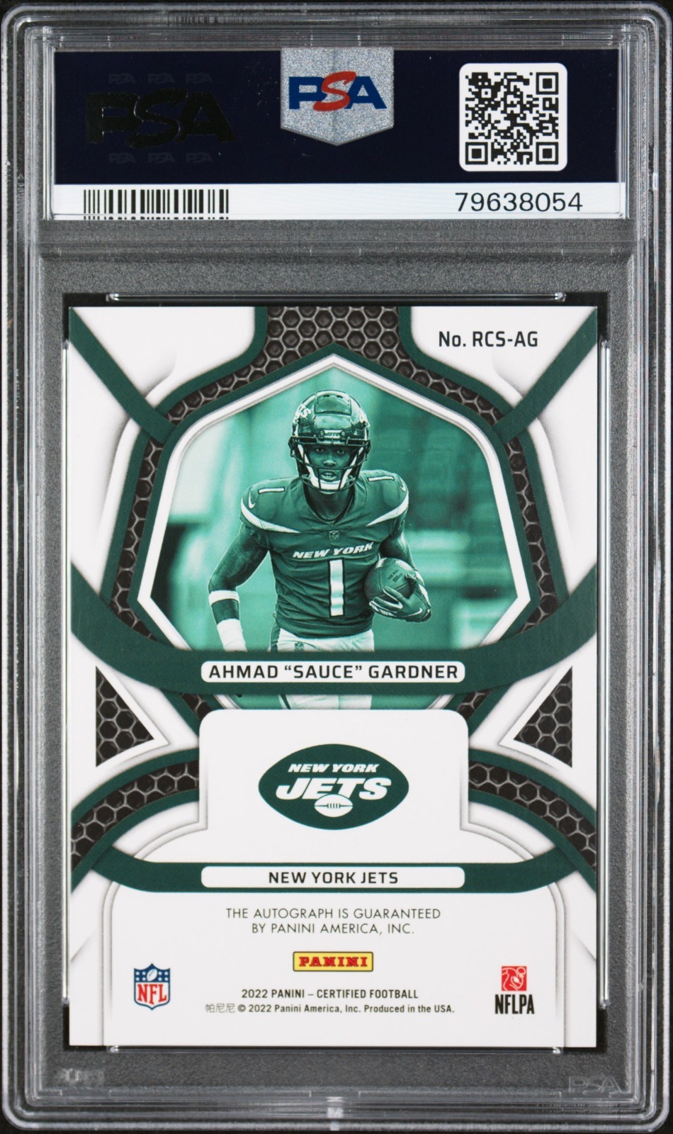 2022 PANINI CERTIFIED ROOKIE ROLLCALL SIGNATURES #RCSAG SAUCE GARDNER RED PSA 10 view 2