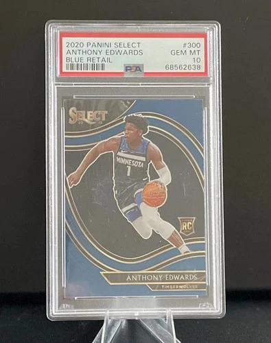 2020-21 Panini Select Courtside Anthony Edwards #300 Blue Retail (RC) PSA10