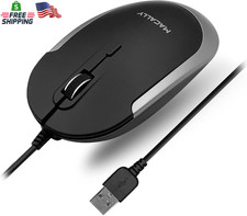 Silent Wired Mouse - Slim Compact USB Mouse for Apple Mac or Windows PC Laptop