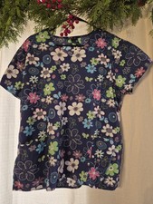Zoe Chloe Flowered Scrub Top Xl EUC Blue
