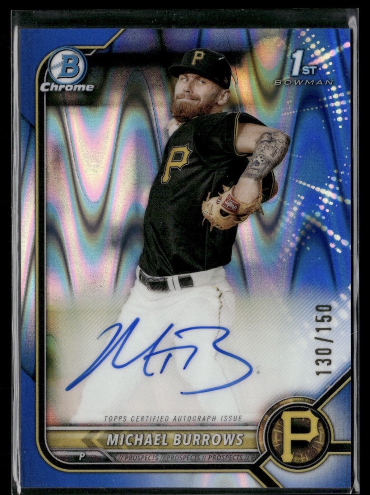 2022 1st Bowman Chrome Michael Burrows Auto Blue RayWave  /150 rookie RC ASTROS