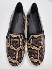 VINCE Blair Snakeskin Print Slip On Leather Sneakers Black/Tan Size 8.5