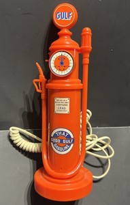 Vintage Gulf Oil Company Collectible Gasoline Pump Telephone Landline Orange