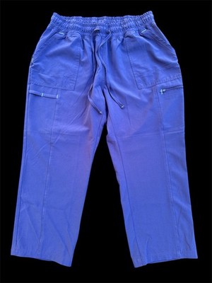 ScrubStar Scrub Pants Women's Petite Indigo Blue 4 Pocket Drawstring Capri 33  L