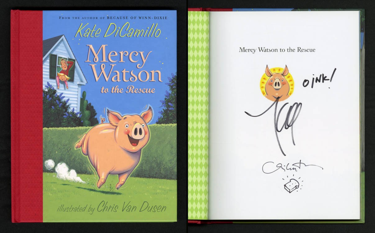 Kate DiCamillo Chris Van Dusen SIGNED AUTOGRAPHED  Mercy Watson To The Rescue HC