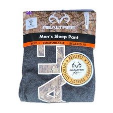 XL Realtree Men  s Charcoal Gray / Black Sleep Pant Relaxed Fit Drawstring Pocket