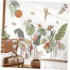 oho Tropical Leaves Flower Wall Decalsohemian Floral Plants Sun Wall B