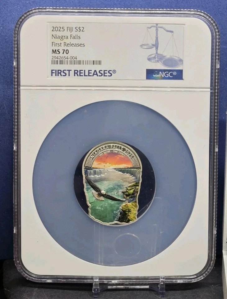 2025 FIJI 1 OZ $2 WONDERS OF NATURE : NIAGARA FALLS : NGC MS70 FR : SILVER COIN - Image 3 of 4