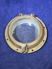 Vintage Brass Round Porthole 6” Window, 8" Port, 2 Layers, Glass & Plexiglass 