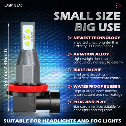 6x 9005+H11+5202 Combo LED Headlight Bulbs Fog for GMC Sierra 1500 2500 HD 07-13 - Picture 5 of 12
