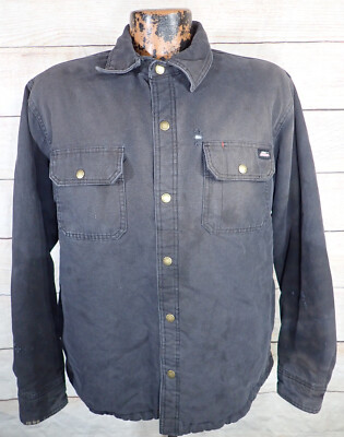 Dickies Black Denim Jacket XL Flannel Lined Coat Tillman Welding