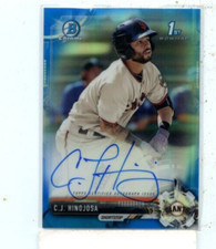 C.J. Hinojosa 2017 Bowman Chrome Blue Refractor Autograph Auto #D /150 Giants