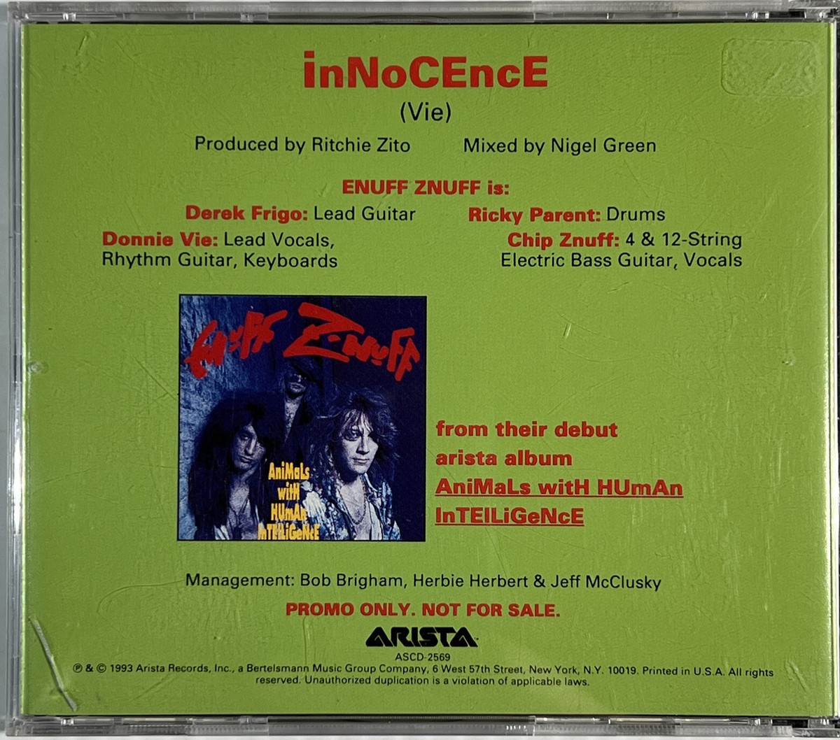 Enuff Z Nuff CD Single 1993 Arista ASCD-2569 Chip Znuff Donnie Vie