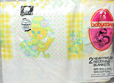 2 New Vintage Riegel Babycare BABY DUCKS Cotton Receiving Blankets 30"x40"