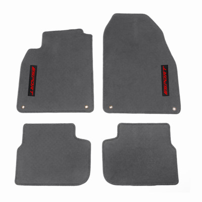 Fits 03-11 Saab 9-3 2Dr 4Dr Gray Floor Mats Carpets Nylon Non-Slip w/ Red Sport