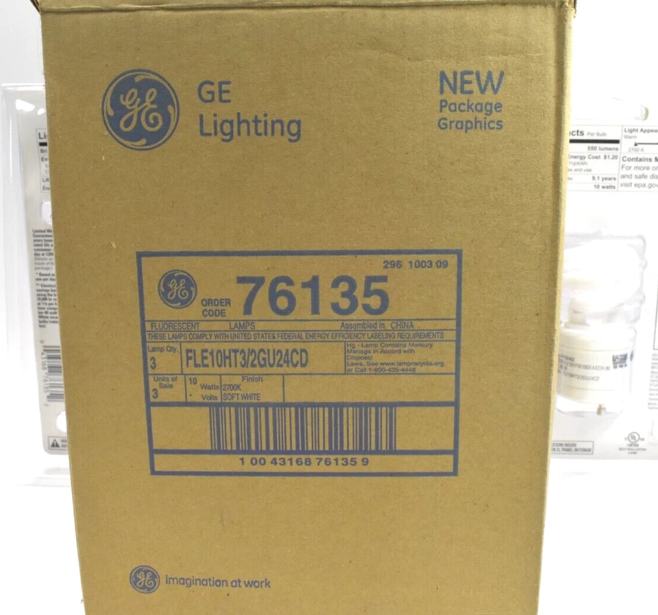 3 Pack GE 76135 Energy Smart Spiral CFL 10-Watt 550-Lumen T3 Spiral Light Bulb - Image 3 of 4