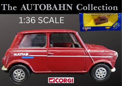 1989 MINI MAYFAIR IN BURGUNDY; UK MADE CORGI 1:36 SCALE VINTAGE DIECAST MODEL