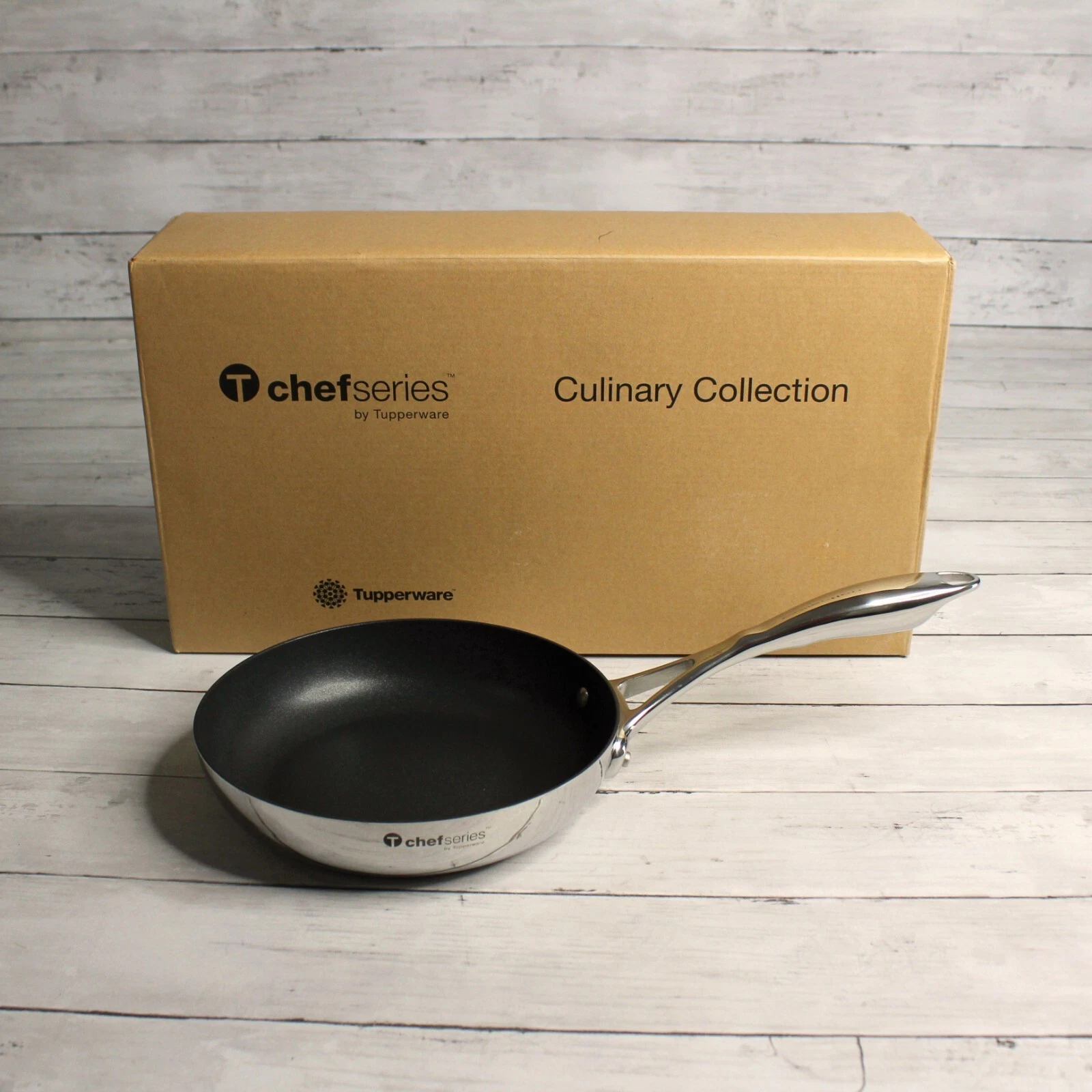 Tupperware T Chef Series Non Stick 8" Open Fry Pan Stainless Steel