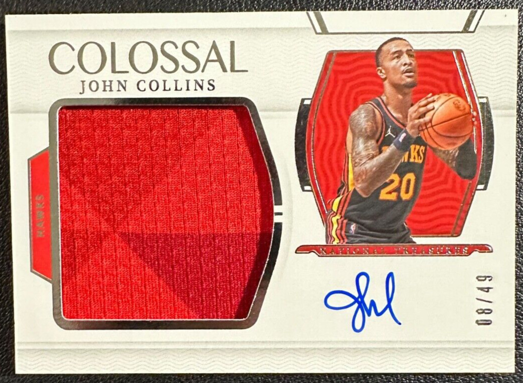 JOHN COLLINS 2021-22 National Treasures Colossal Game-Worn Patch Autograph 08/49